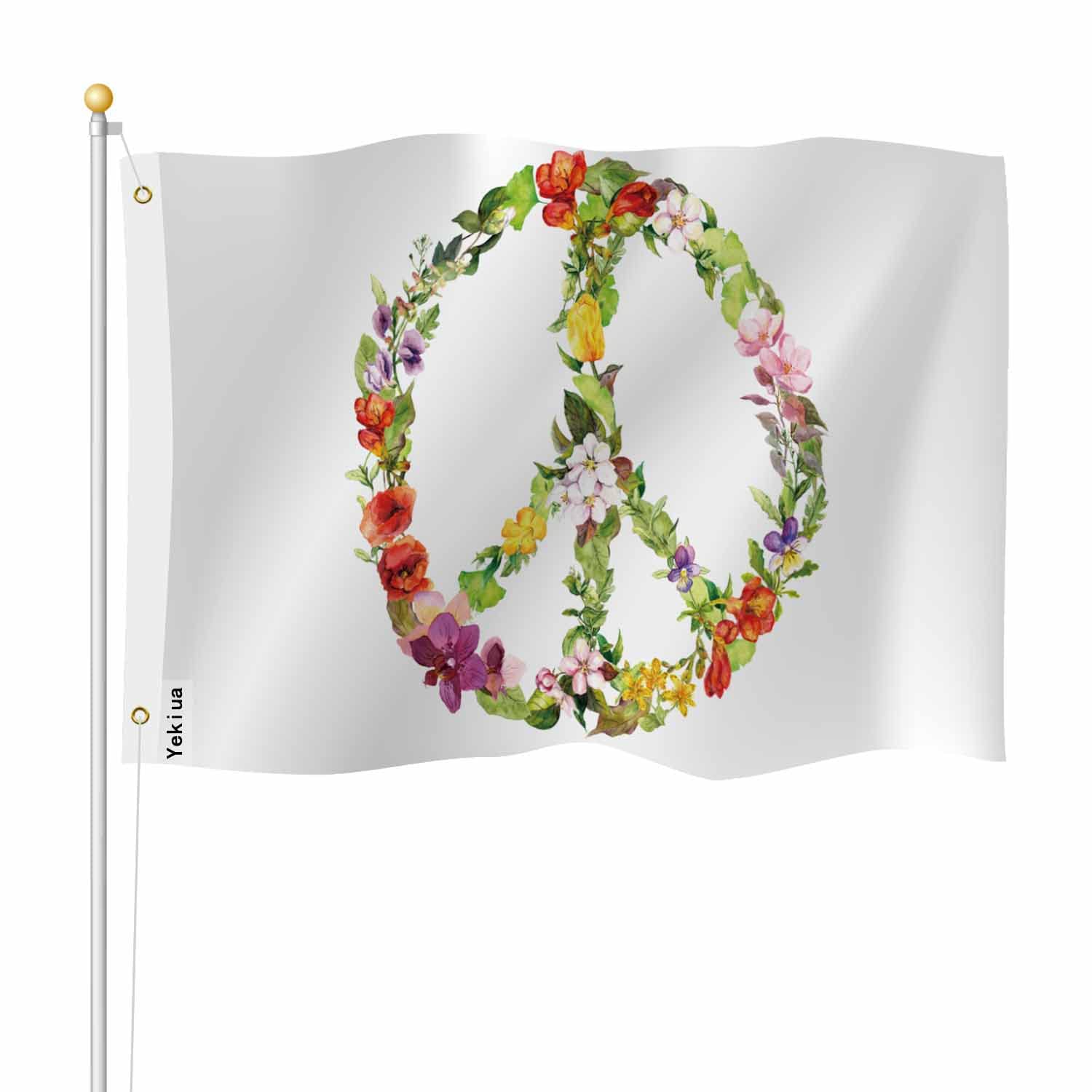 Amazon.com : Yekiua Floral Peace Sign Flag 3X5 Ft Outdoor Vintage